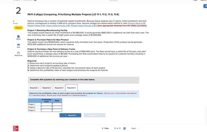  CI 2 PA11-3 (Algo) Comparing. Prioritizing Multiple Projects [LO 11-1, 11-2,
