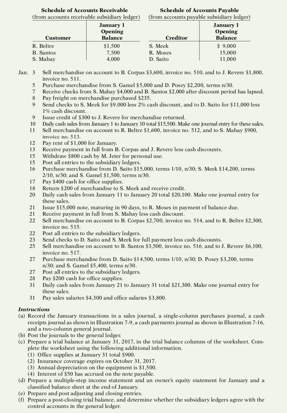 a perpetual inventory system and both an accounts receiv- able and an