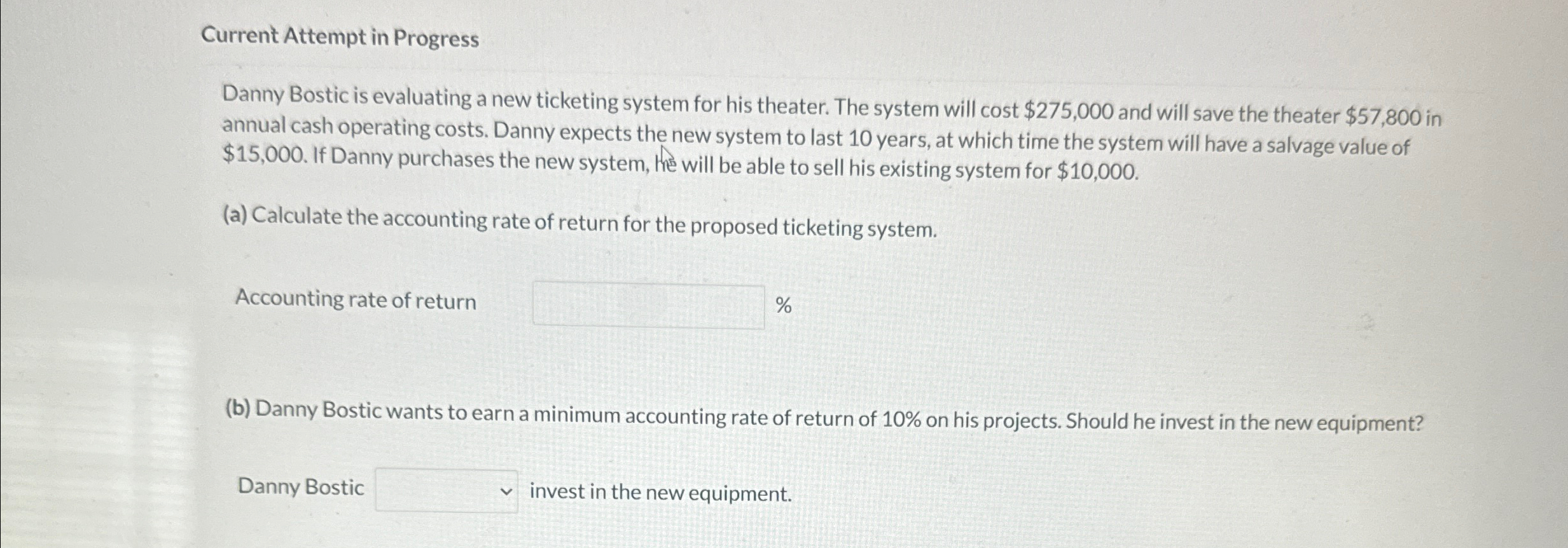  Current Attempt in Progress Danny Bostic is evaluating a new ticketing