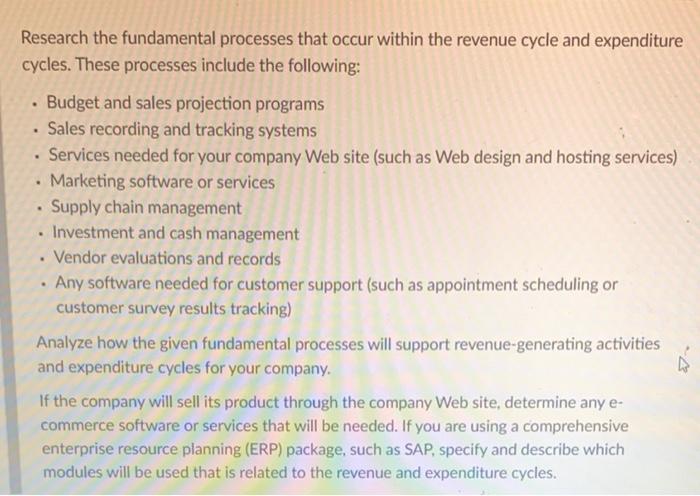  = . Research the fundamental processes that occur within the revenue