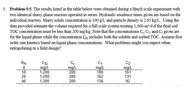 3. Problem 9.5: The results listed in the table below were obtained