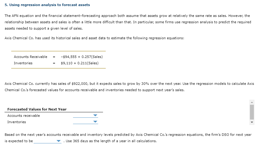  5. Using regression analysis to forecast assets The AFN equation and