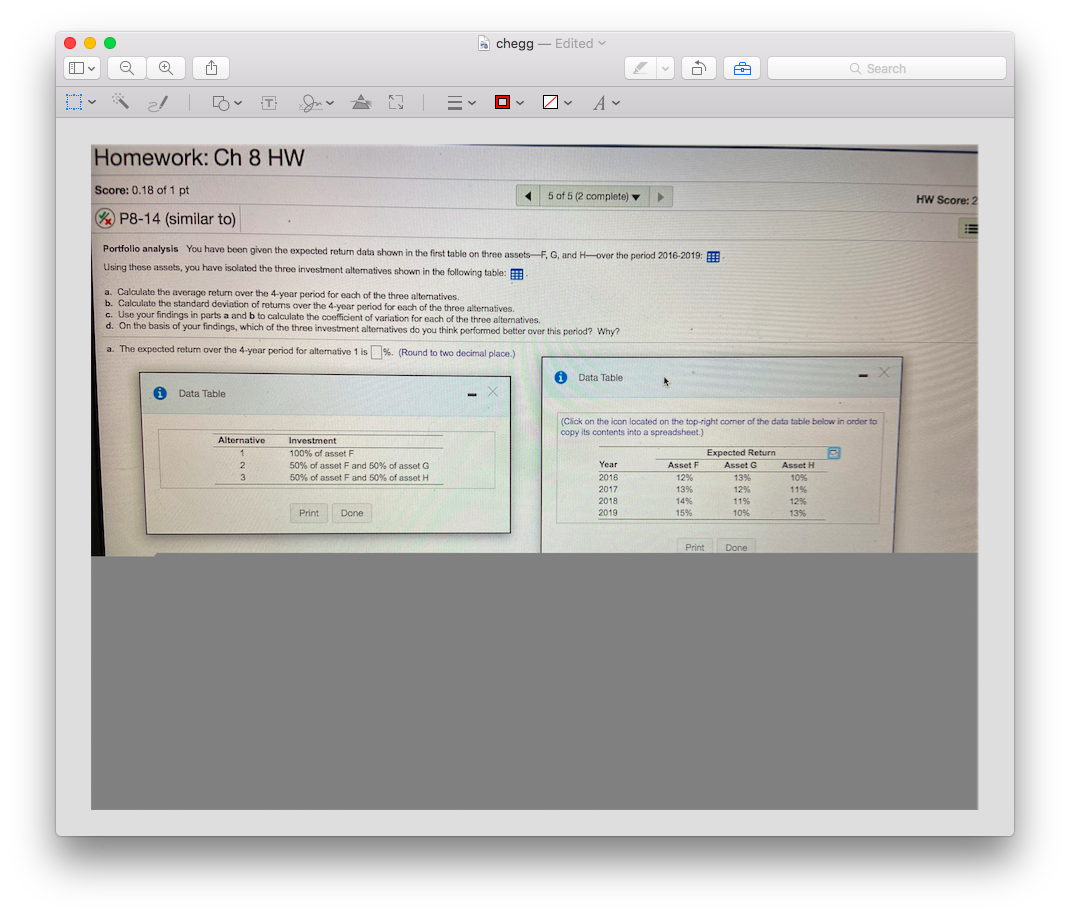 OOO chegg - Edited G Search A- Homework: Ch 8 HW
