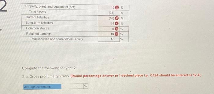1. Present component percentages for Year 2 only. (Input all amounts os