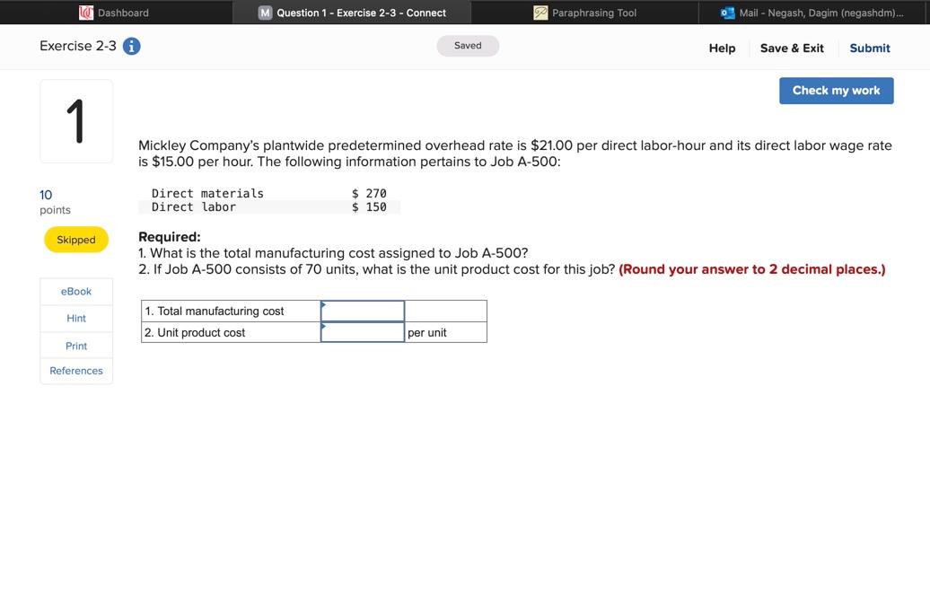 Dashboard M Question 1 - Exercise 2-3 - Connect Paraphrasing Tool
