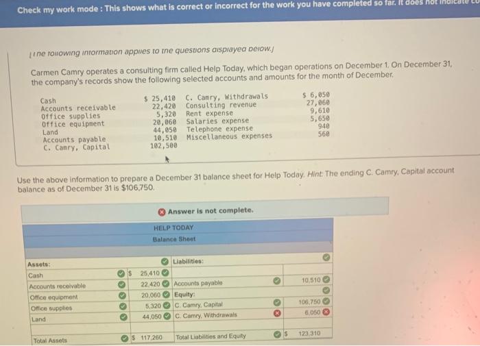  Check my work mode : This shows what is correct or