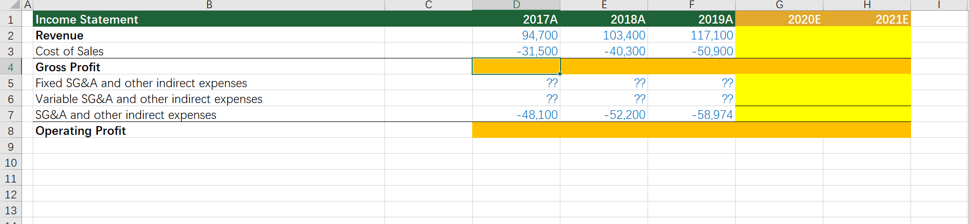 that are not computed as totals or subtotals, or that are not