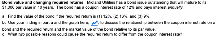  Bond value and changing required returns Midland Utilities has a bond