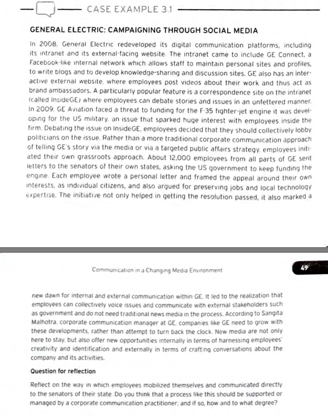  CASE EXAMPLE 3.1 GENERAL ELECTRIC: CAMPAIGNING THROUGH SOCIAL MEDIA In 2008.