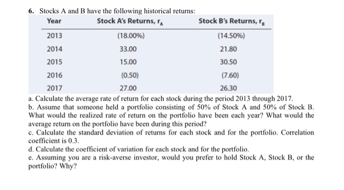 could someone please solve it with proper detailed steps? 6. Stocks A