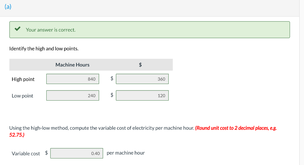collected the following information on its cost of electricity: Machine Hours Total