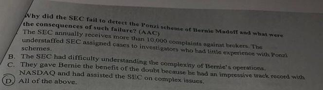  It is about Bernie madoff case Why did the SEC fail