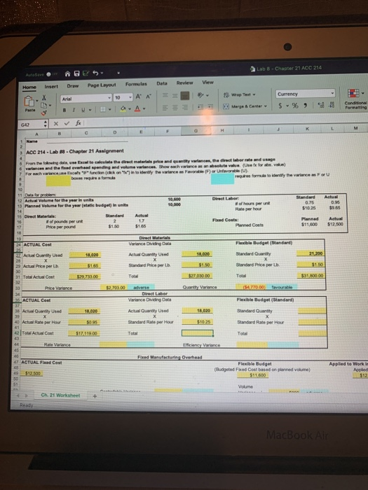  Lab 8. Chapter 21 ACC 214 Aav AB Home Insert Draw