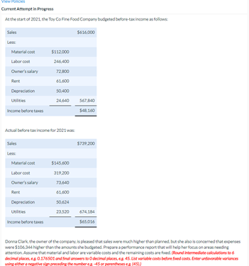 2nd part: Flexible Budget Actual Difference sales variable costs material labor