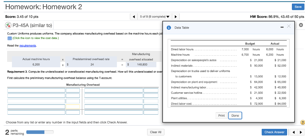 Please help with Requirement 3! Save Homework: Homework 2 Score: 3.45 of