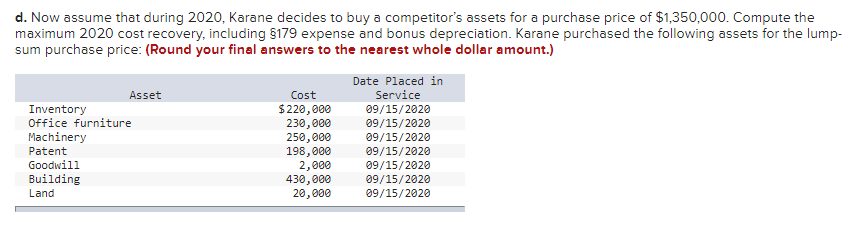 ABOVE. BONUS, MACRS BASIS, CURRENT MACRS DEPRECIATION, AND CURRENT AMORTIZATION ARE NEEDED.