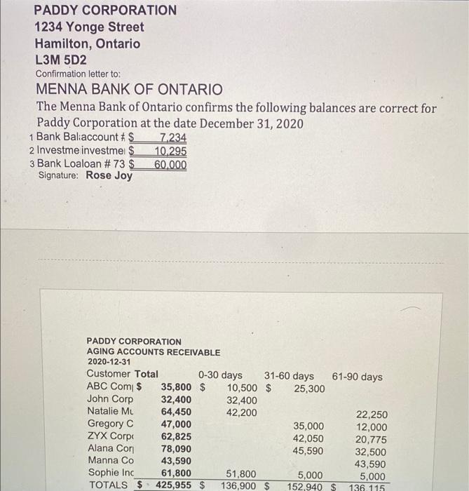 conclusion. SHOW YOUR CALCULATIONS 2. Do preliminary analytical review based on working