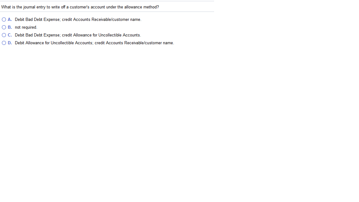 What is the journal entry to write off a customer's account