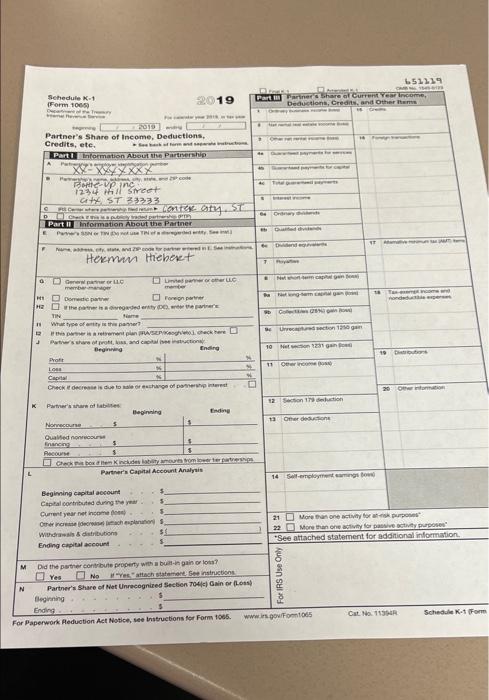 taxes - help with a schedule K-1 Schedule 1 Form 1005 651119