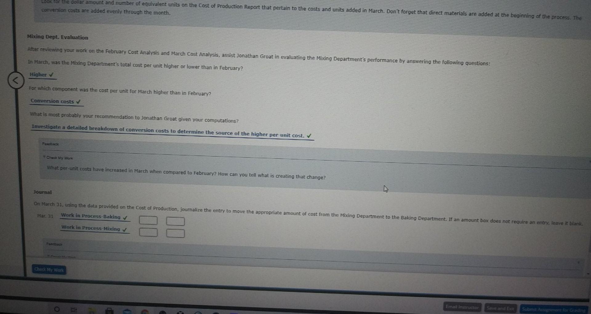 the Mixing Department, the materials pass through the Baking and Packaging departments,