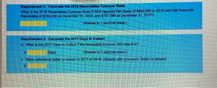 Shooby Dooby Show (SDS) reported credit sales of $95,000 during January 2018.