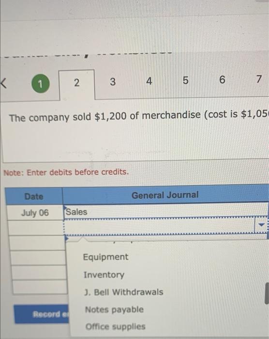from Advanced Parts, terms n/60. July 6 The company sold $1,200 of