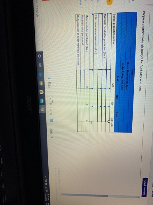 Co provides the following sales forecast and production budget for the next