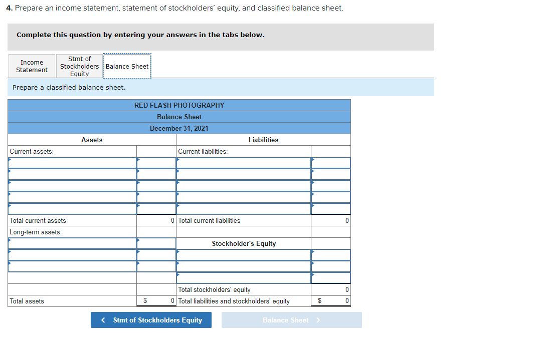 2021, Red Flash Photography had the following balances: Cash, $30,000; Supplies, $9,800;