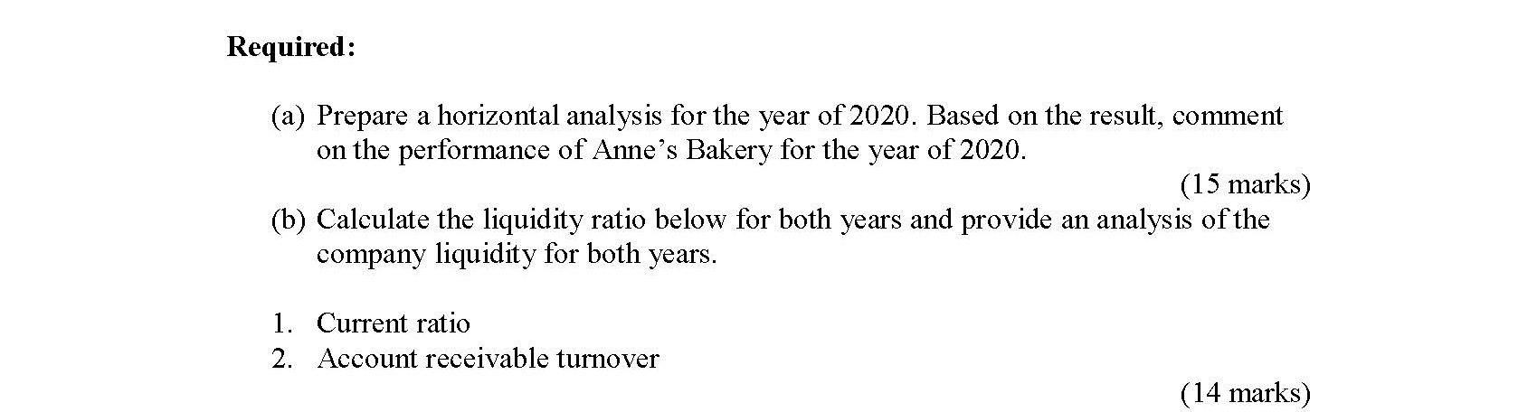 financial position of Anne's Bakery Anne's Bakery Comparative Statement of Financial Position