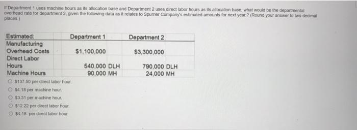  1 Department 1 uses machine hours as its allocation base and