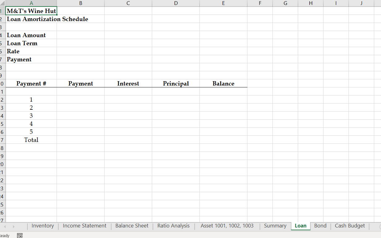 on how to complete it Case 4 - 20 marks Loan/Bond -