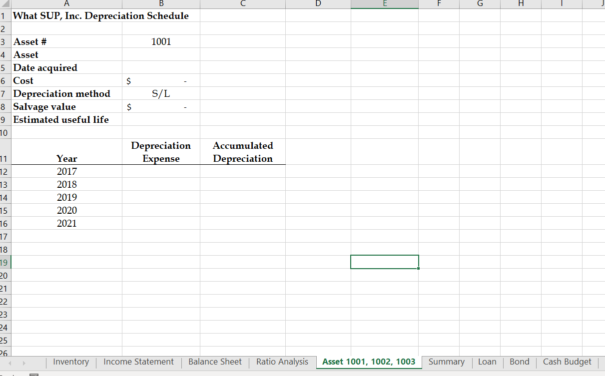 step to complete Case 3- 20 marks Asset 1001, 1002, 1003/Summary -