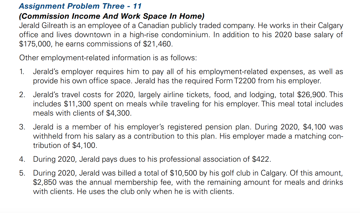  Assignment Problem Three - 11 (Commission Income And Work Space In