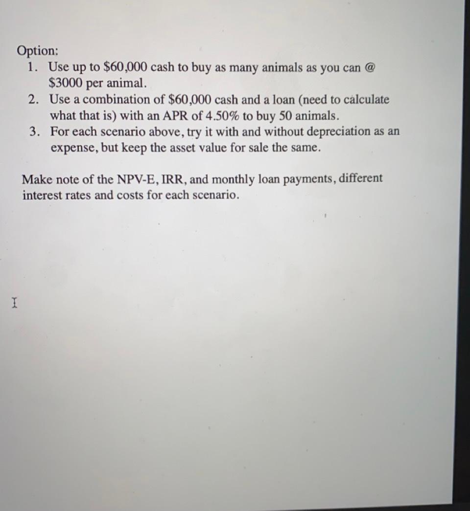 Excel file to complete the following scenarios. Make sure you understand how
