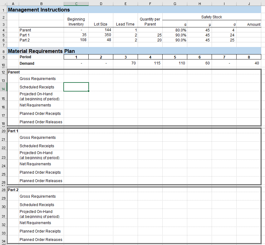  A B D E F H J 1 Management Instructions 2