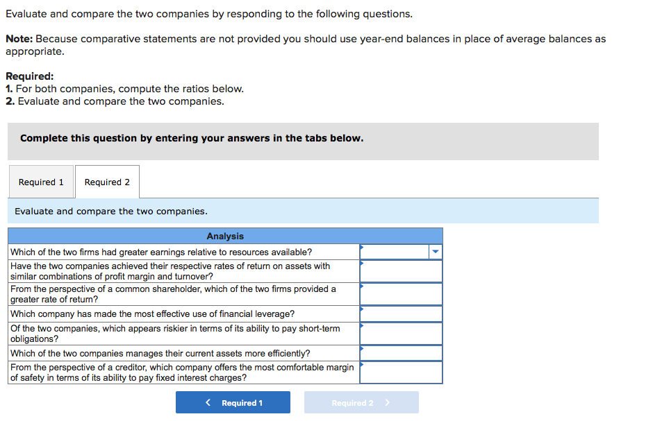 those of two actual companies competing as the primary players in a