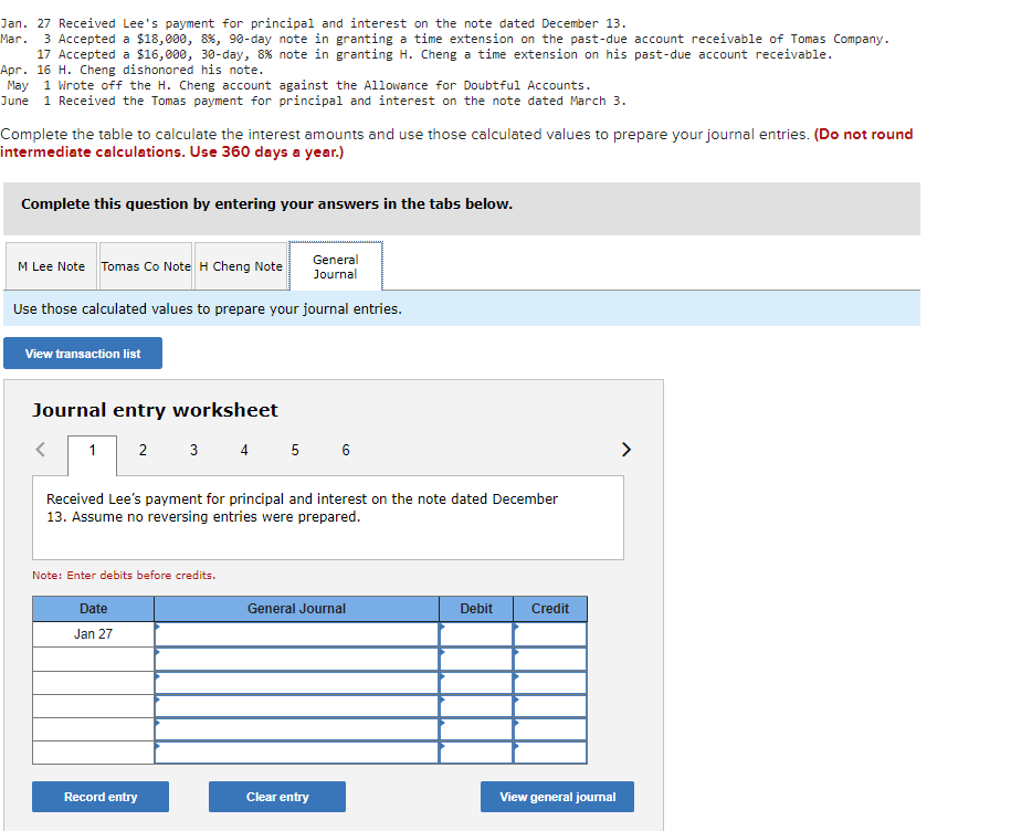 Miranda Lee a time extension on her past-due account receivable. 31 Prepared