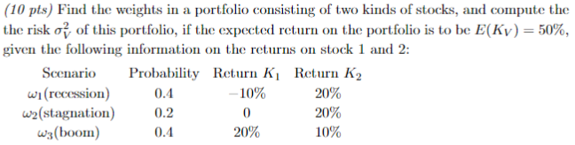 This is for a Mathematical Finance class where we do not