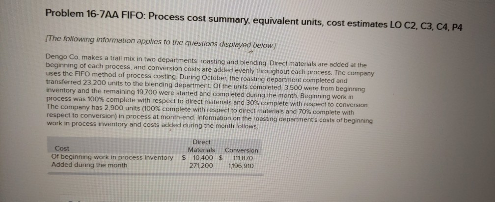  I please explain each step. thank you Problem 16-7AA FIFO: Process