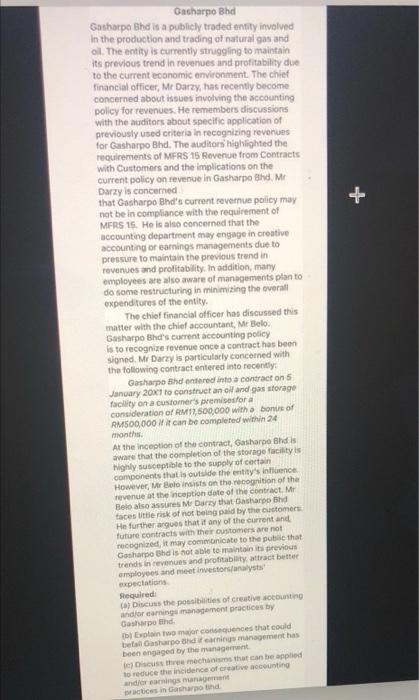 I need the complete answer for question C Gatharpo Bhd Gasharpo Bhd