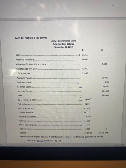 URGENT HELP PLEASE!!! ces) PART 11: Problem 1 (25 points) Cash.. Accounts