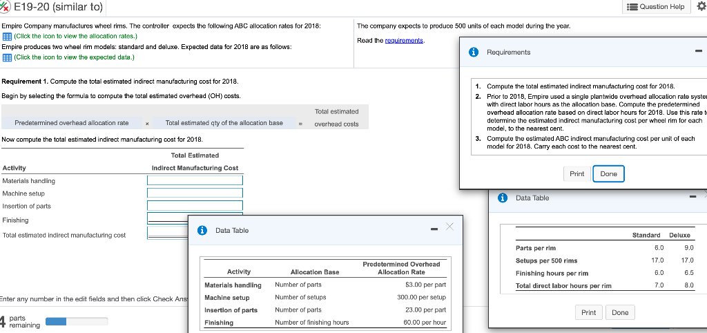 HW: Chapter 19 please do all 3 requirements E19-20 (similar to) Question