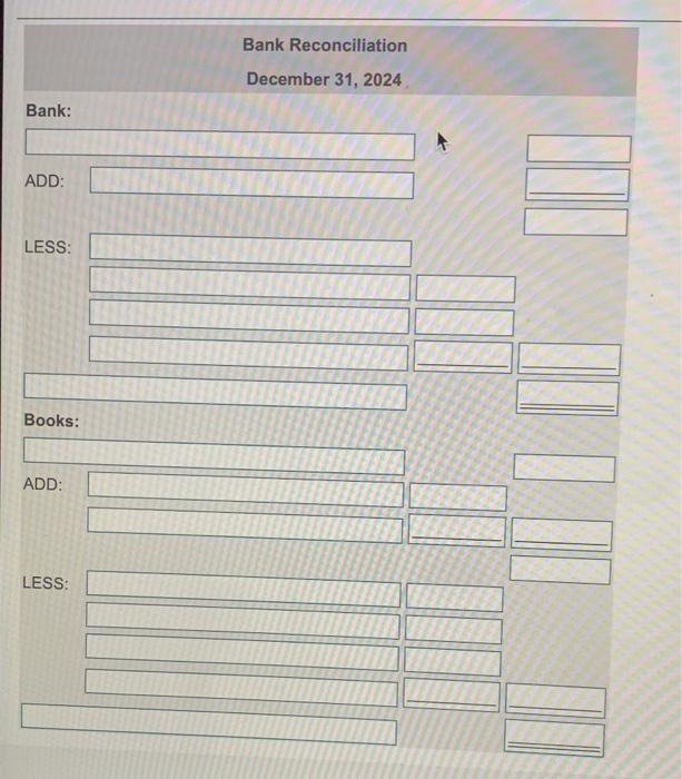 Data table Bank Statement for December Beginning Balance Deposits and other Credits: