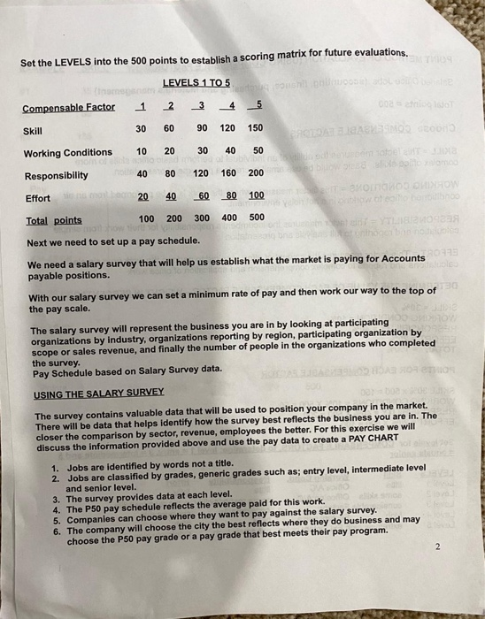  Set the LEVELS into the 500 points to establish a scoring