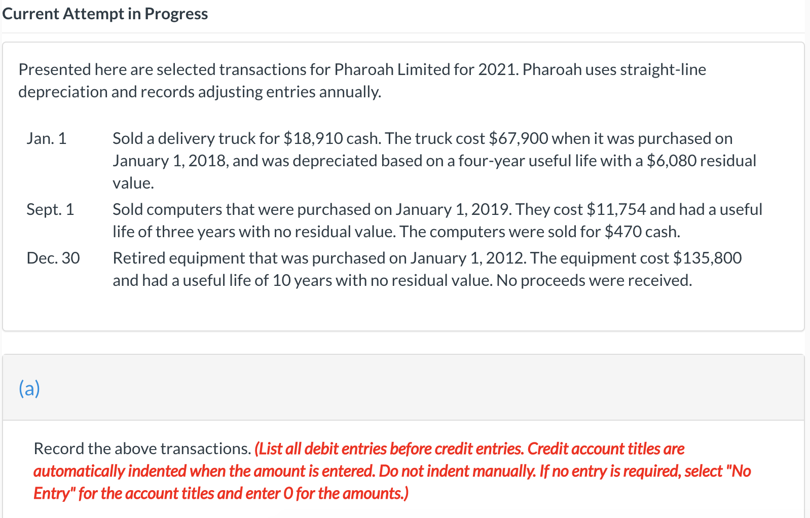 Current Attempt in Progress Presented here are selected transactions for Pharoah