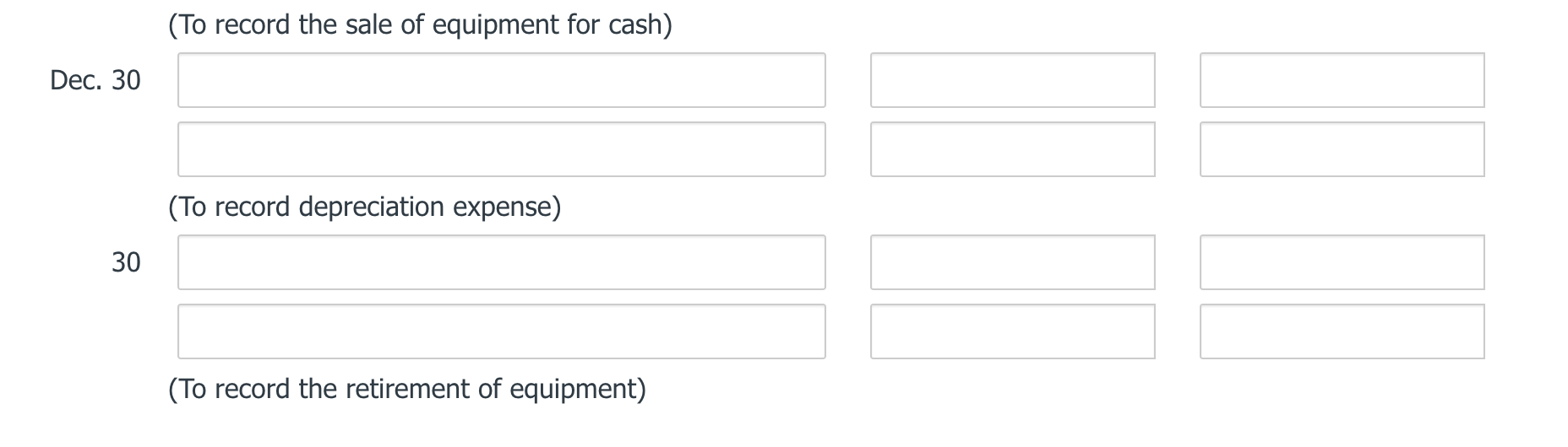 Jan. 1 Sept. 1 Sold a delivery truck for $18,910 cash. The