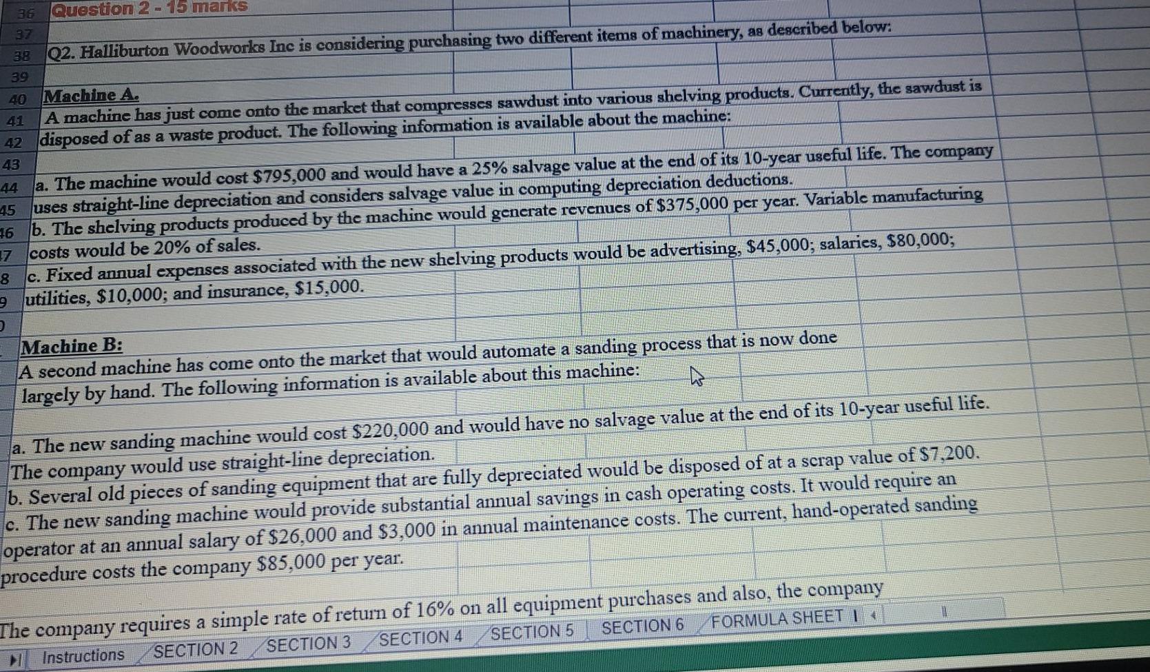 machine: 53 54 55 56 a. The new sanding machine would cost