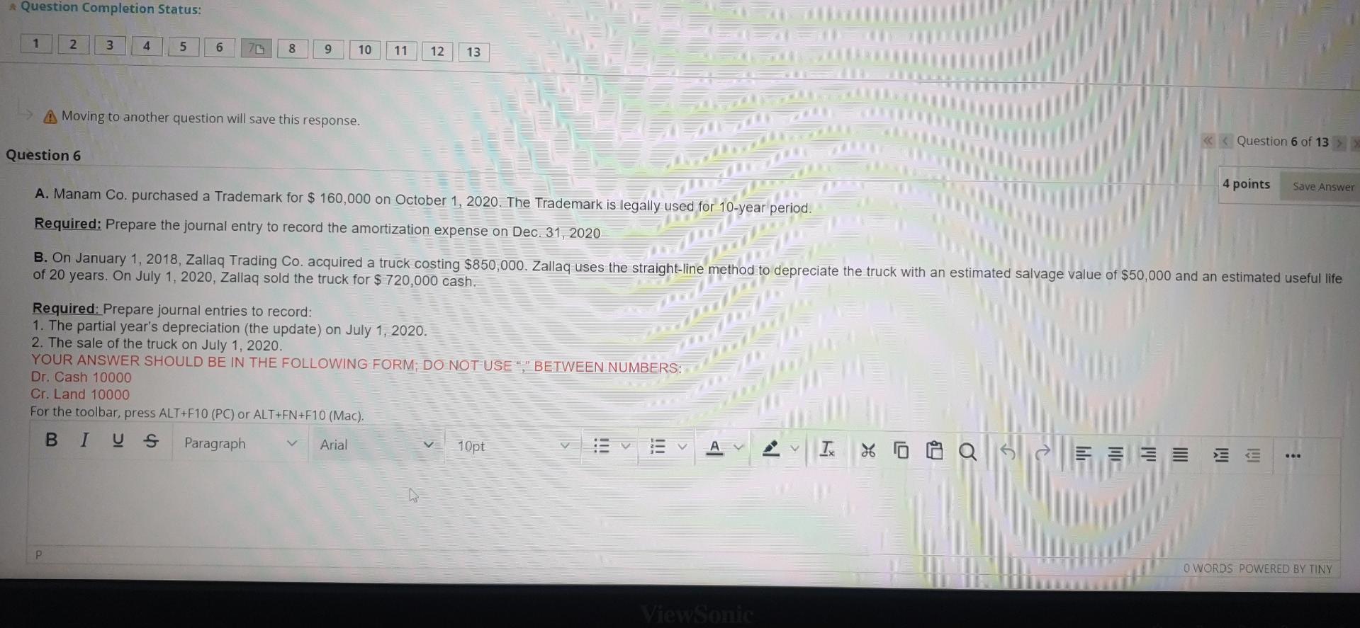 Question Completion Status: 1 2 3 4 5 6. 6 8.