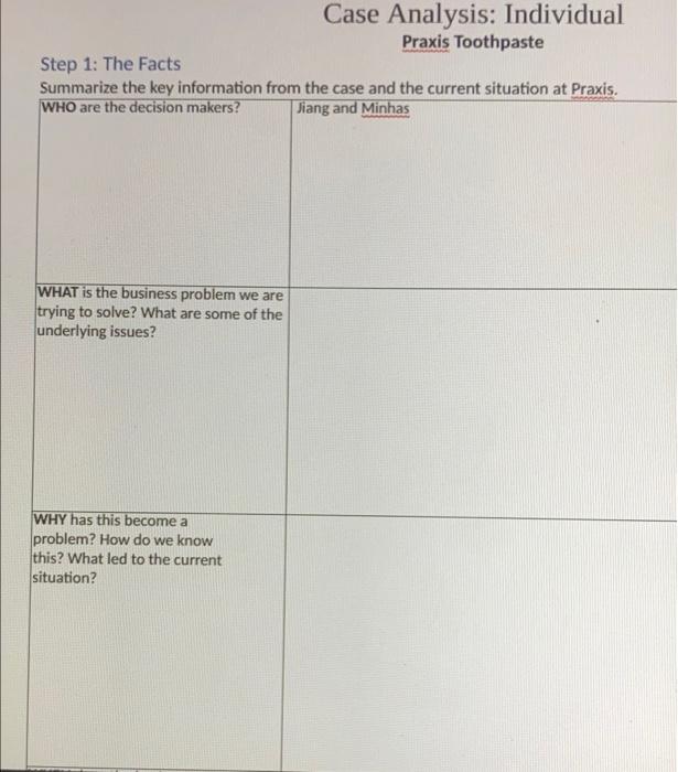 key information from the case and the current situation at Praxis WHO