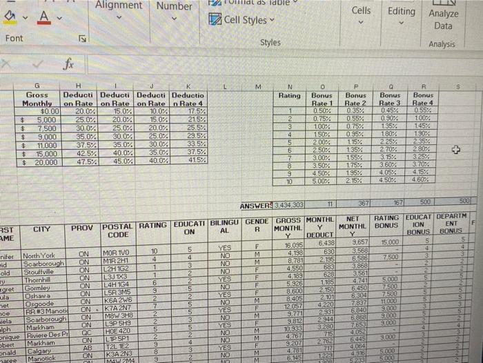 cells in the column. In cell T14 use the appropriate function to